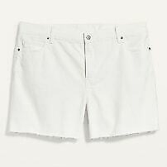 NWT: old navy High-Waisted Secret-Slim Pockets Slouchy White Cut-Off Jean Shorts - Picture 2 of 11